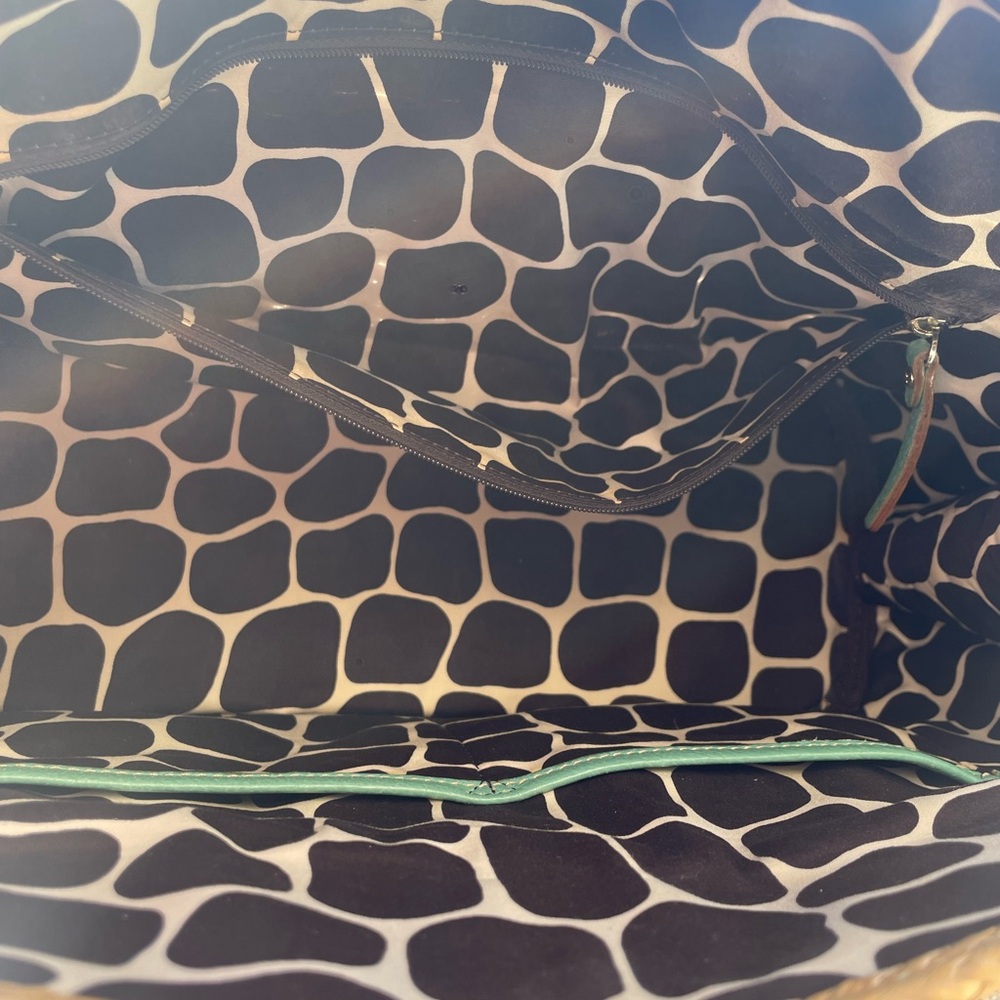 Kate Spade Woven Straw Handbag with Teal Accents - Picture 5 of 9
